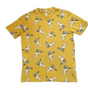 H & M Peanuts Snoopy Men's Small T Shirt 100% Cotton 2020 Yellow